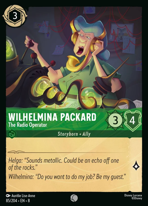 Wilhelmina Packard - L'Operatrice Radio — Disney Lorcana Personaggio card from The Reign of Jafar