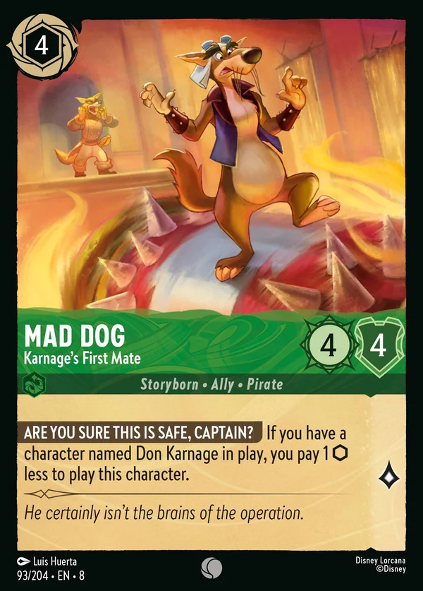Mad Dog - Karnage's First Mate — Disney Lorcana Character card from The Reign of Jafar