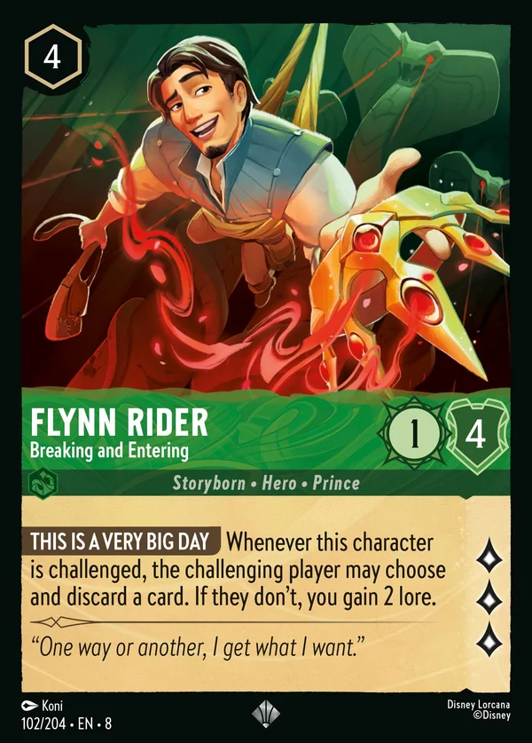 Flynn Rider - Entrato di Soppiatto — Disney Lorcana Personaggio card from The Reign of Jafar