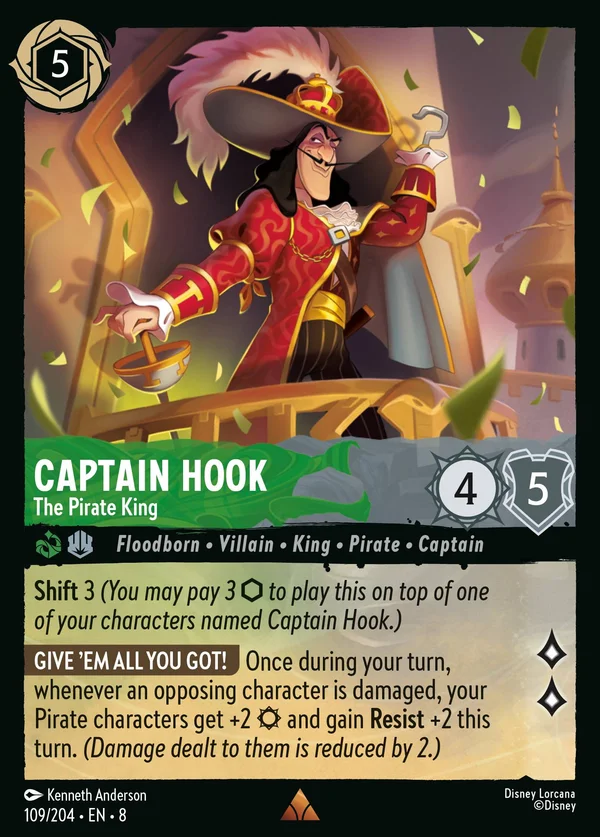 Capitan Uncino - Il Re dei Pirati — Disney Lorcana Personaggio card from The Reign of Jafar
