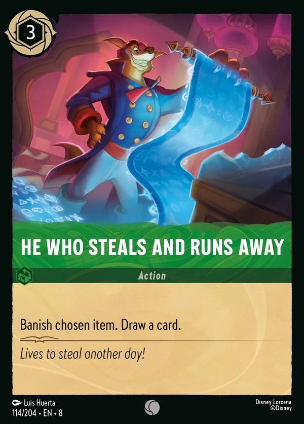 Se colui che ruba poi scappa via — Disney Lorcana Azione card from The Reign of Jafar