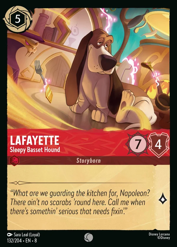 Lafayette - Bassotto Assonnato — Disney Lorcana Personaggio card from The Reign of Jafar