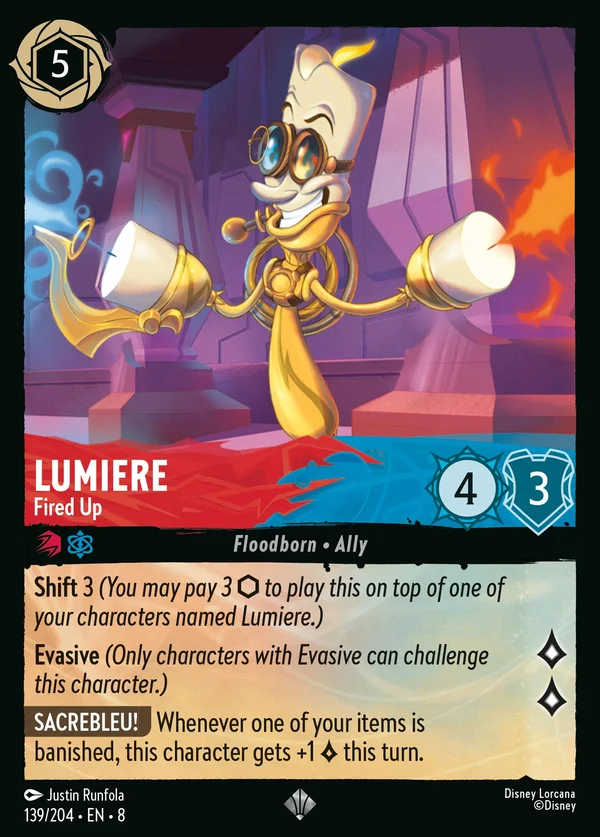 Lumiere - Fiammeggiante — Disney Lorcana Personaggio card from The Reign of Jafar