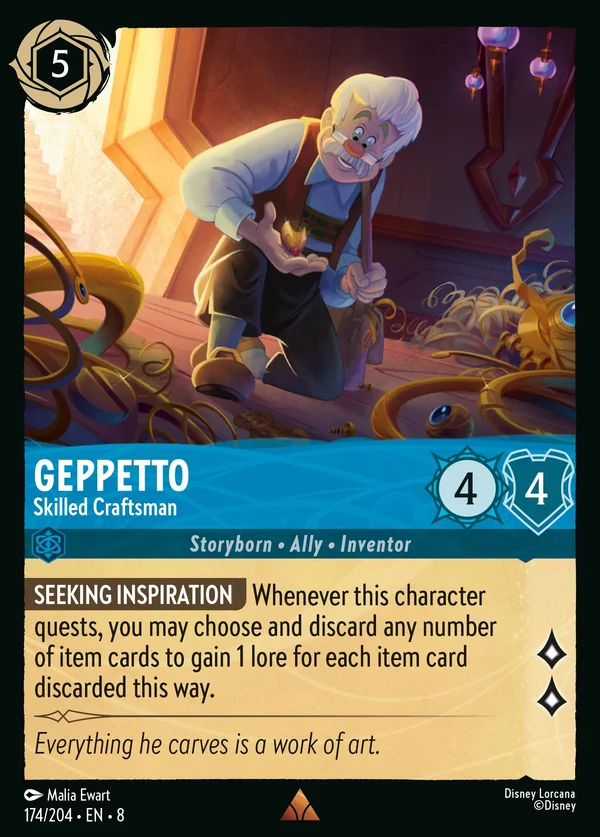 Geppetto - Abile Artigiano — Disney Lorcana Personaggio card from The Reign of Jafar