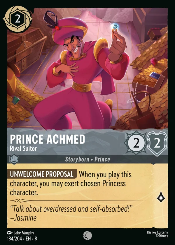 Principe Achmed - Pretendente Rivale — Disney Lorcana Personaggio card from The Reign of Jafar