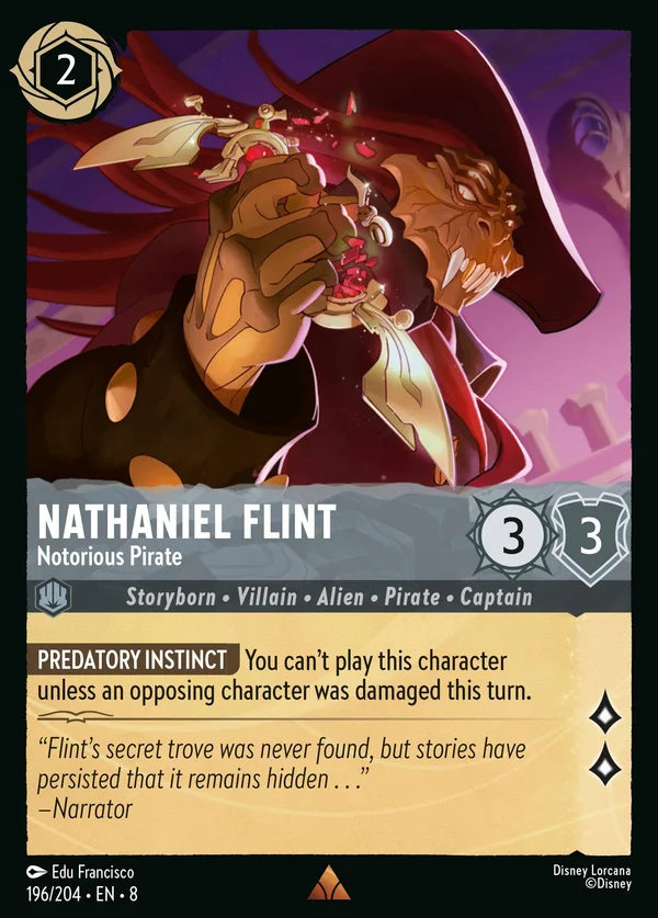Nathaniel Flint - Notorious Pirate — Disney Lorcana Character card from The Reign of Jafar