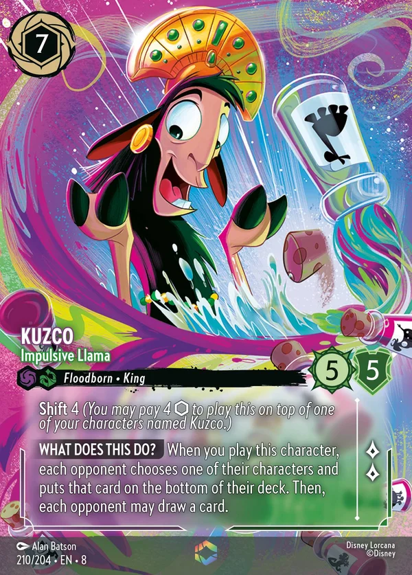 Kuzco - Lama Impulsivo — Disney Lorcana Personaggio card from The Reign of Jafar