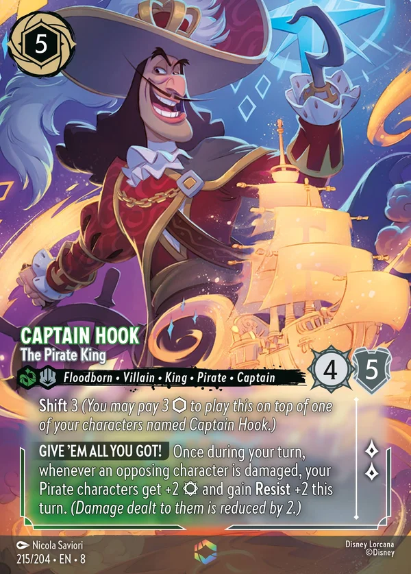 Capitan Uncino - Il Re dei Pirati — Disney Lorcana Personaggio card from The Reign of Jafar