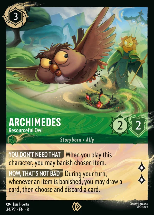 Archimedes - Resourceful Owl — Disney Lorcana Character card from The Reign of Jafar