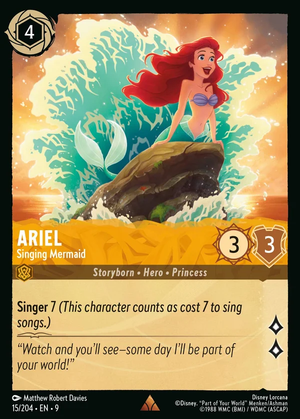 Ariel - Singing Mermaid — Disney Lorcana Character card from Fabled