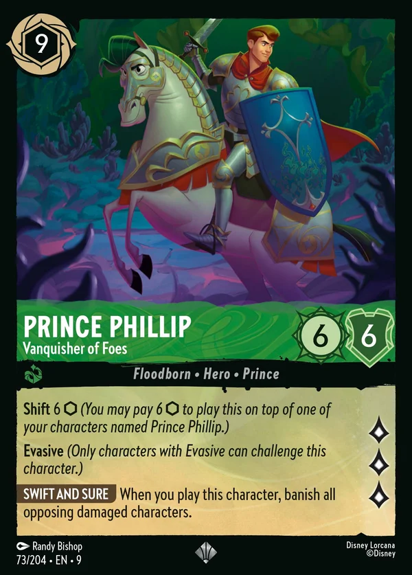 Principe Filippo - Distruttore di Nemici — Disney Lorcana Personaggio card from Fabled