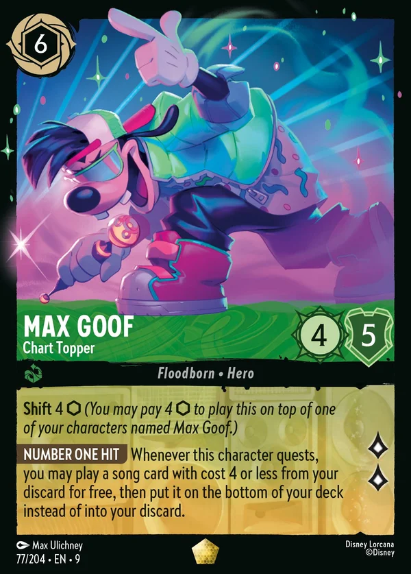 Max Pippo - In Vetta alle Classifiche — Disney Lorcana Personaggio card from Fabled