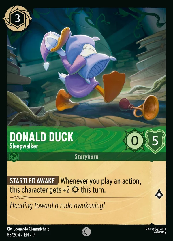 Donald Duck - Sleepwalker — Disney Lorcana Character card from Fabled