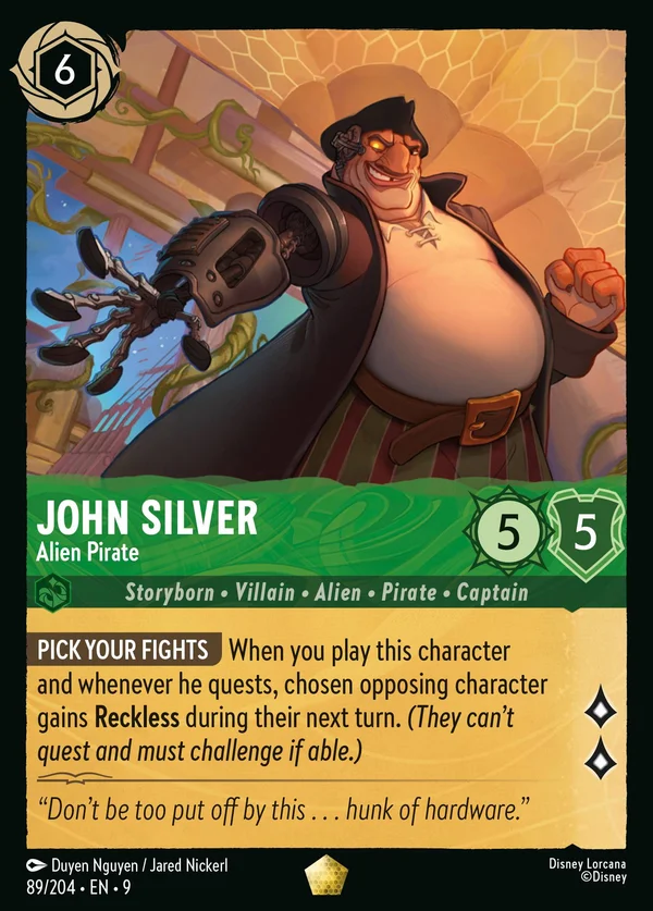 John Silver - Pirata Alieno — Disney Lorcana Personaggio card from Fabled