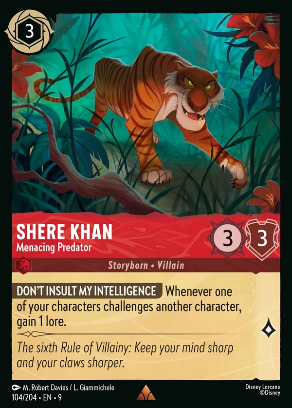 Shere Khan - Menacing Predator — Disney Lorcana Character card from Fabled