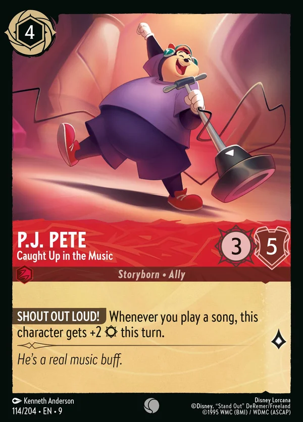 P.J. Pete - Caught Up in the Music — Disney Lorcana Character card from Fabled
