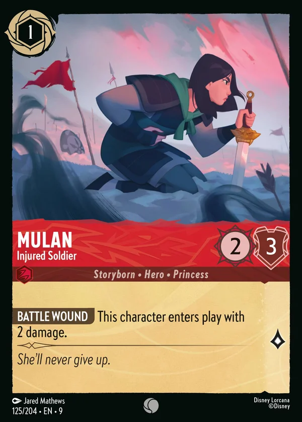 Mulan - Guerriera Ferita — Disney Lorcana Personaggio card from Fabled