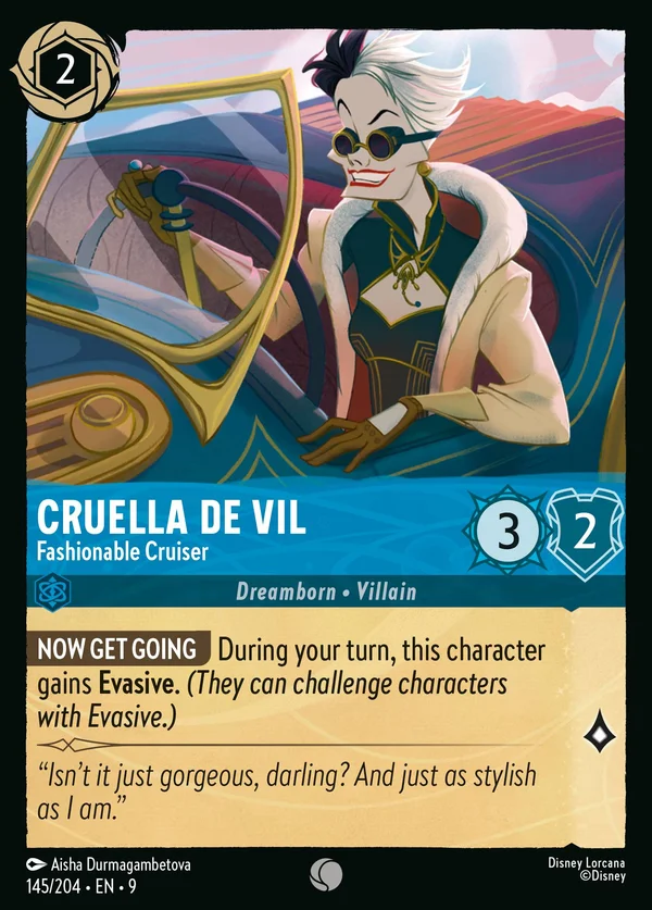 Cruella De Vil - Fashionable Cruiser — Disney Lorcana Character card from Fabled