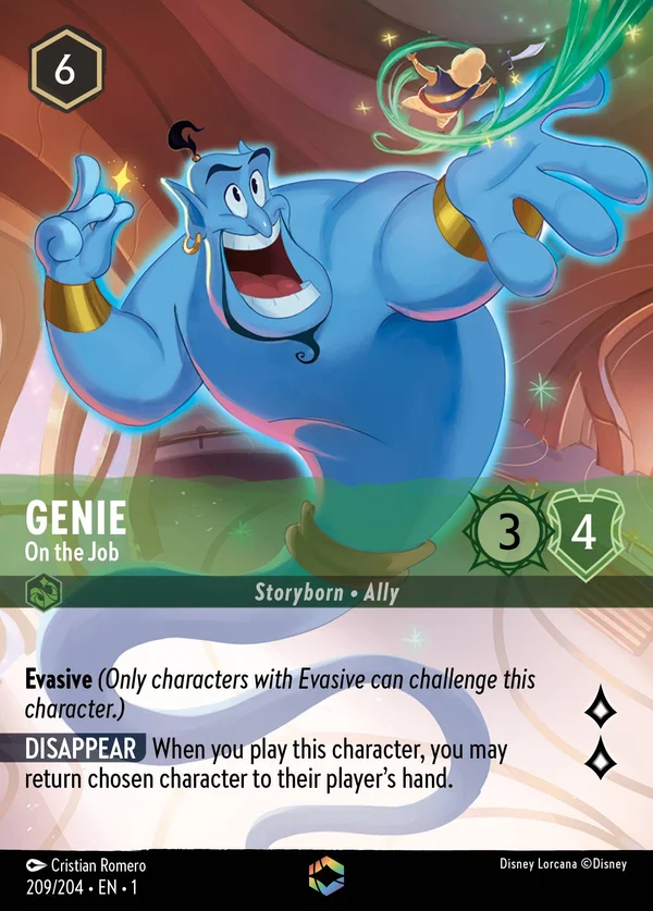 Genie - On the Job — Disney Lorcana Character card from The First Chapter