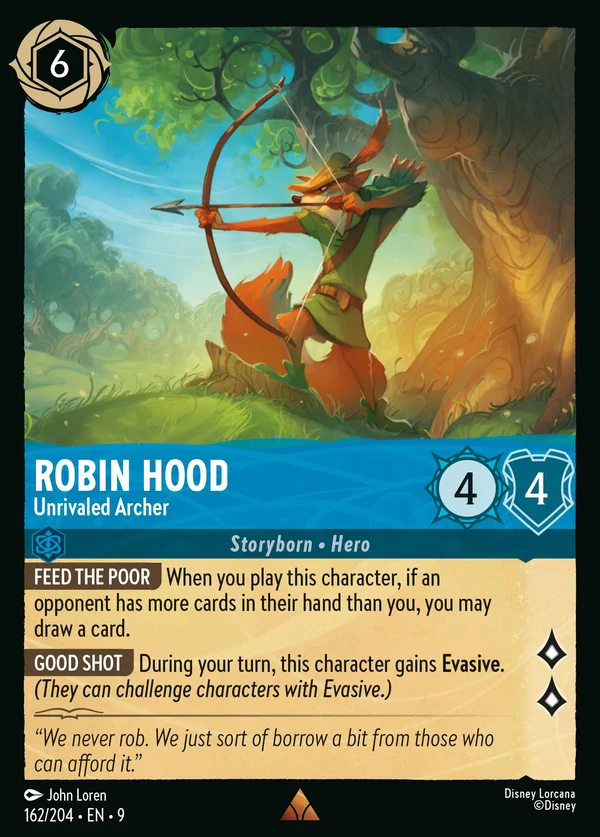 Robin Hood - Unrivaled Archer — Disney Lorcana Character card from Fabled