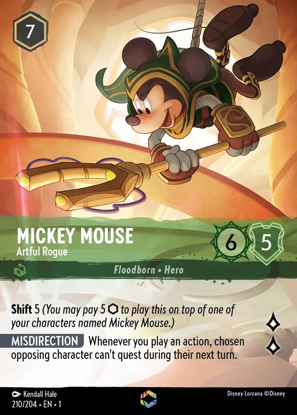 Mickey Mouse - Artful Rogue — Disney Lorcana Character card from The First Chapter