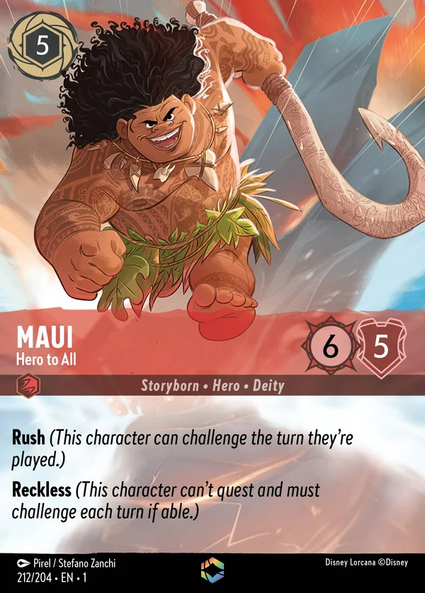 Maui - Hero to All — Disney Lorcana Character card from The First Chapter