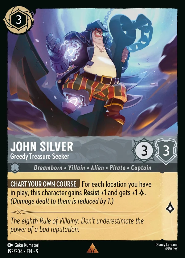 John Silver - Avido Cacciatore di Tesori — Disney Lorcana Personaggio card from Fabled