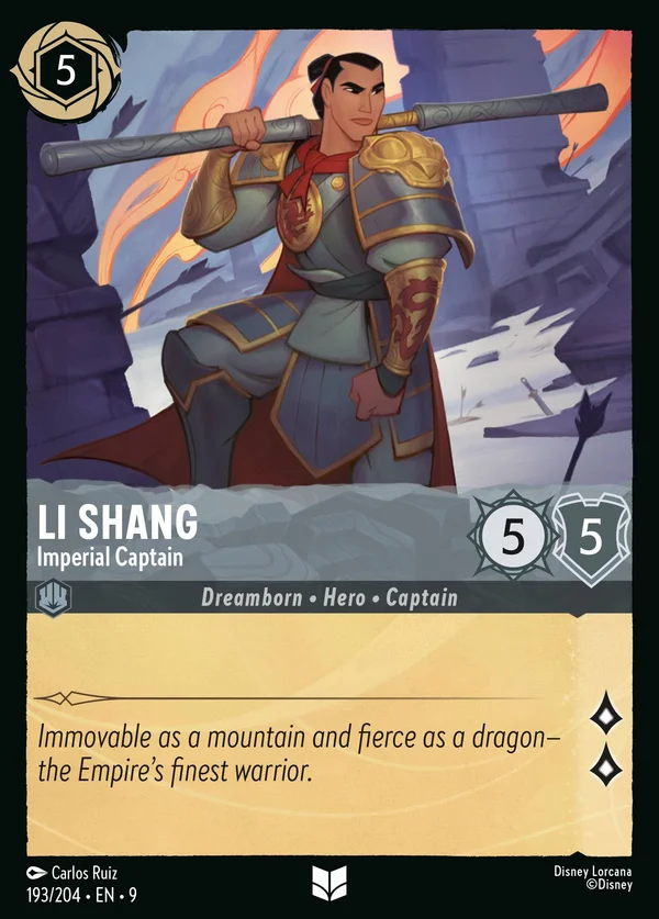 Li Shang - Capitano Imperiale — Disney Lorcana Personaggio card from Fabled