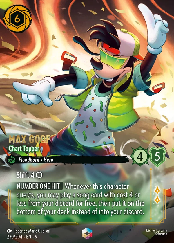 Max Pippo - In Vetta alle Classifiche — Disney Lorcana Personaggio card from Fabled