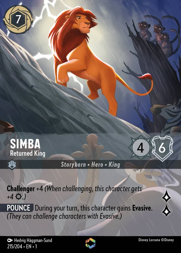 Simba - Returned King — Disney Lorcana Character card from The First Chapter