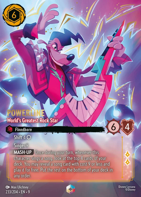 Powerline - La Più Grande Rock Star del Mondo — Disney Lorcana Personaggio card from Fabled