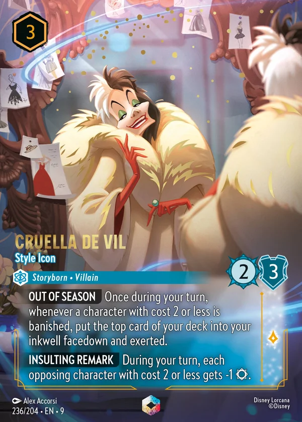 Crudelia De Mon - Icona di Stile — Disney Lorcana Personaggio card from Fabled