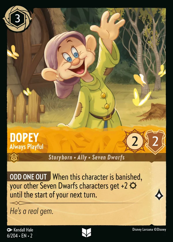 Dopey - Always Playful — Disney Lorcana Character card from Rise of the Floodborn