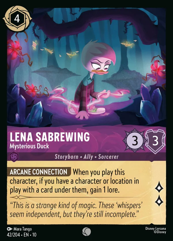 Lena Sabrewing - Papera Misteriosa — Disney Lorcana Personaggio card from Whispers in the Well
