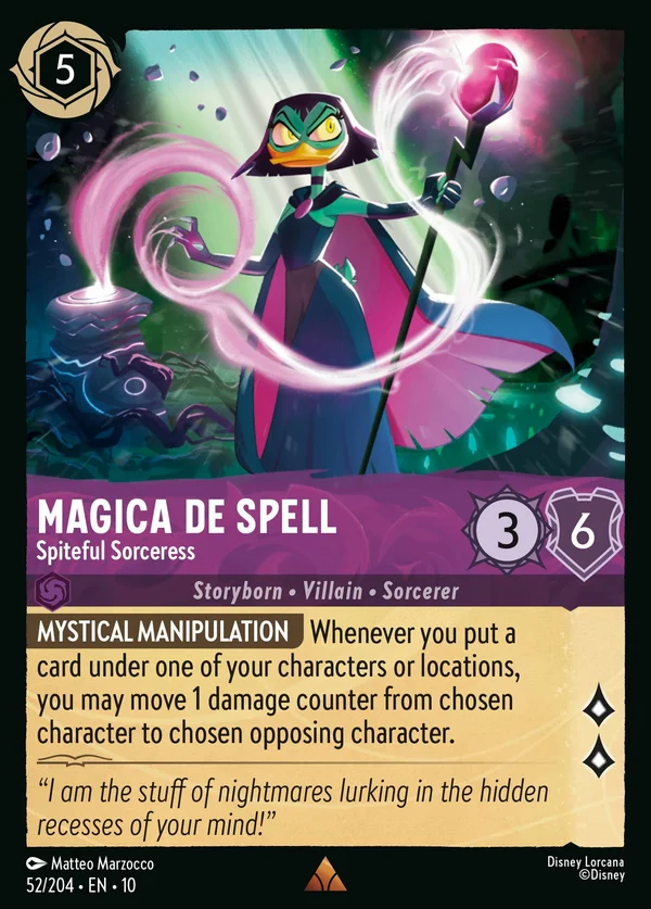 Magica De Spell - Spiteful Sorceress — Disney Lorcana Character card from Whispers in the Well