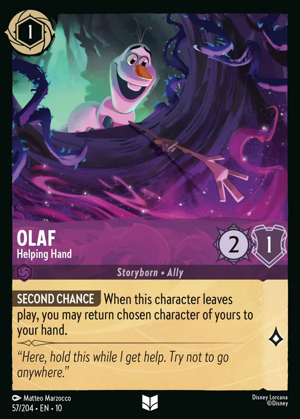 Olaf - Mano Amica — Disney Lorcana Personaggio card from Whispers in the Well