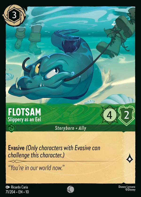 Flotsam - Viscido Come un'Anguilla — Disney Lorcana Personaggio card from Whispers in the Well