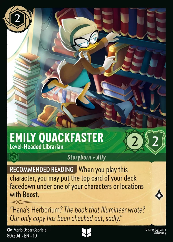Emily Paperett - Bibliotecaria Scrupolosa — Disney Lorcana Personaggio card from Whispers in the Well