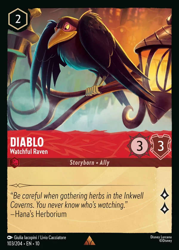 Diablo - Watchful Raven — Disney Lorcana Character card from Whispers in the Well