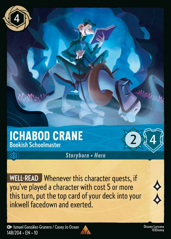 Ichabod Crane - Bookish Schoolmaster — Disney Lorcana Character card from Whispers in the Well