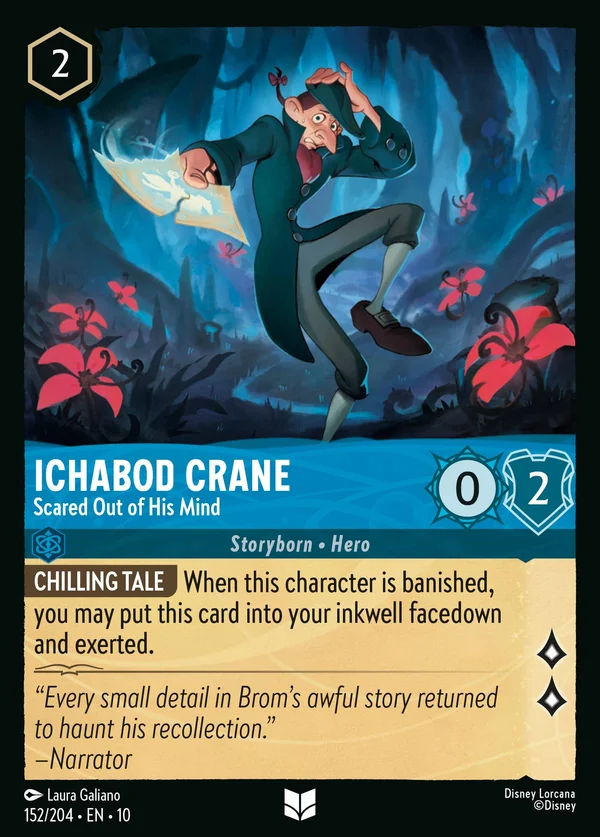 Ichabod Crane - Scared Out of His Mind — Disney Lorcana Character card from Whispers in the Well