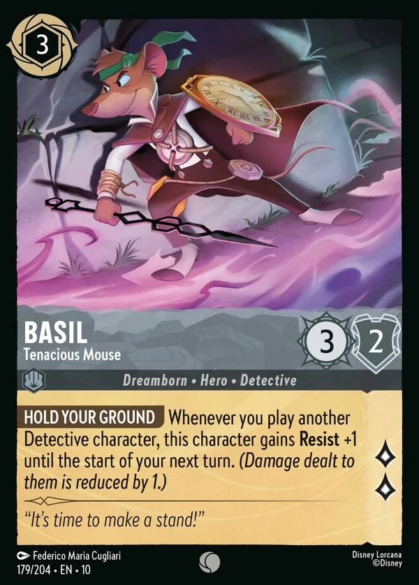 Basil - Topo Tenace — Disney Lorcana Personaggio card from Whispers in the Well
