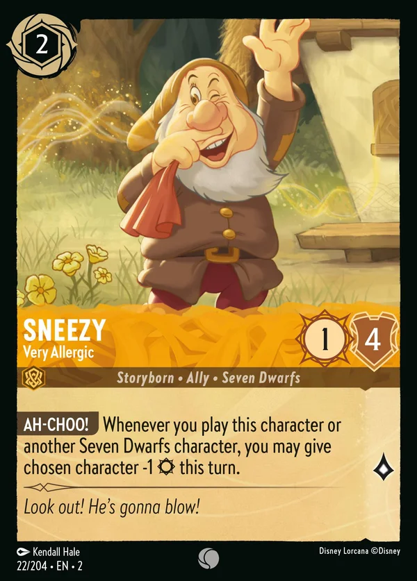 Sneezy - Very Allergic — Disney Lorcana Character card from Rise of the Floodborn