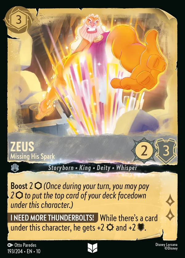 Zeus - Senza la Sua Scintilla — Disney Lorcana Personaggio card from Whispers in the Well