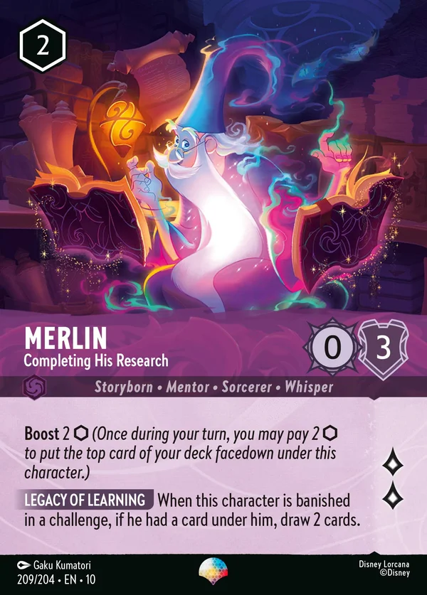 Merlin - Completing His Research — Disney Lorcana Character card from Whispers in the Well