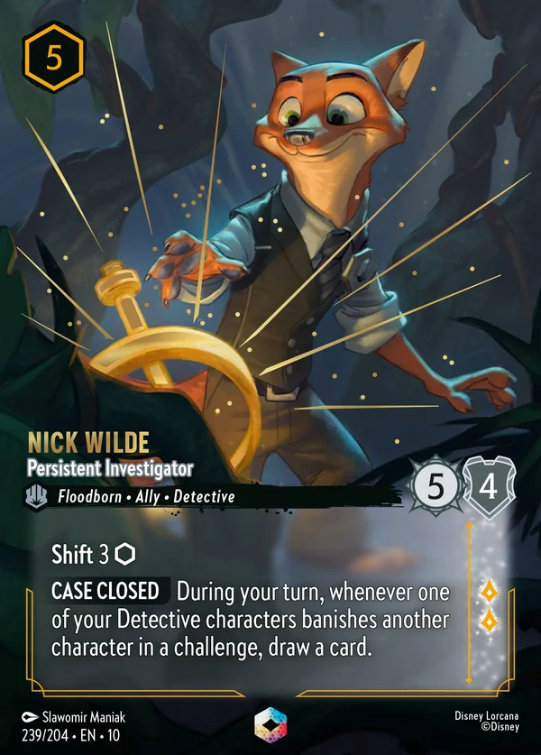 Nick Wilde - Investigatore Ostinato — Disney Lorcana Personaggio card from Whispers in the Well