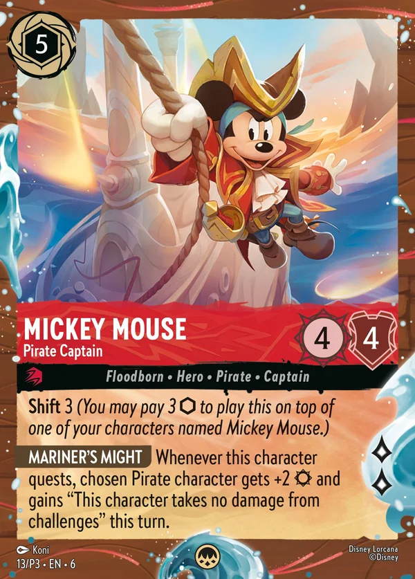 Mickey Mouse - Pirate Captain — Disney Lorcana Character card from Azurite Sea