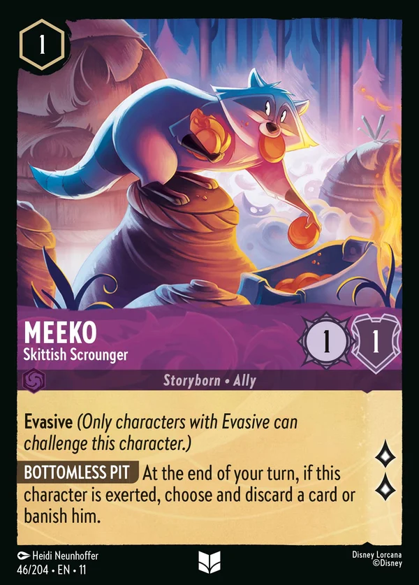 Meeko - Skittish Scrounger — Disney Lorcana Character card from Winterspell