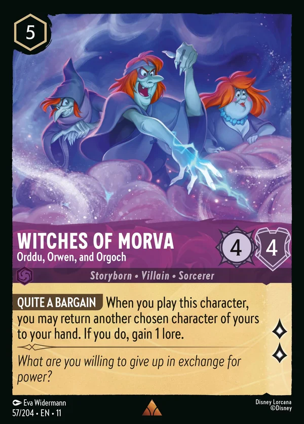 Witches of Morva - Orddu, Orwen, and Orgoch — Disney Lorcana Character card from Winterspell