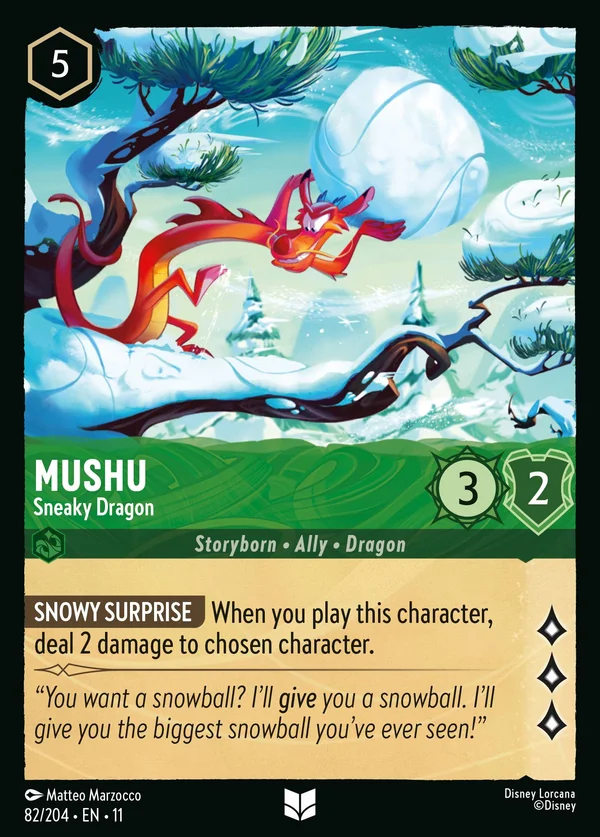 Mushu - Sneaky Dragon — Disney Lorcana Character card from Winterspell